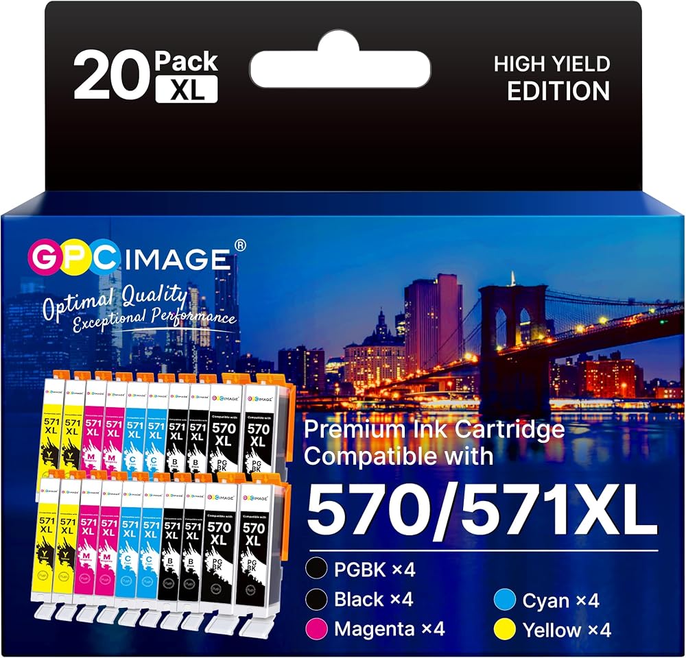 GPC Image 570XL 571XL Ink Cartridges Compatible for Canon PIXMA MG5750 MG5751