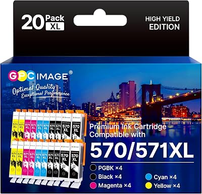 GPC Image 570XL 571XL Ink Cartridges Compatible for Canon PIXMA MG5750 MG5751