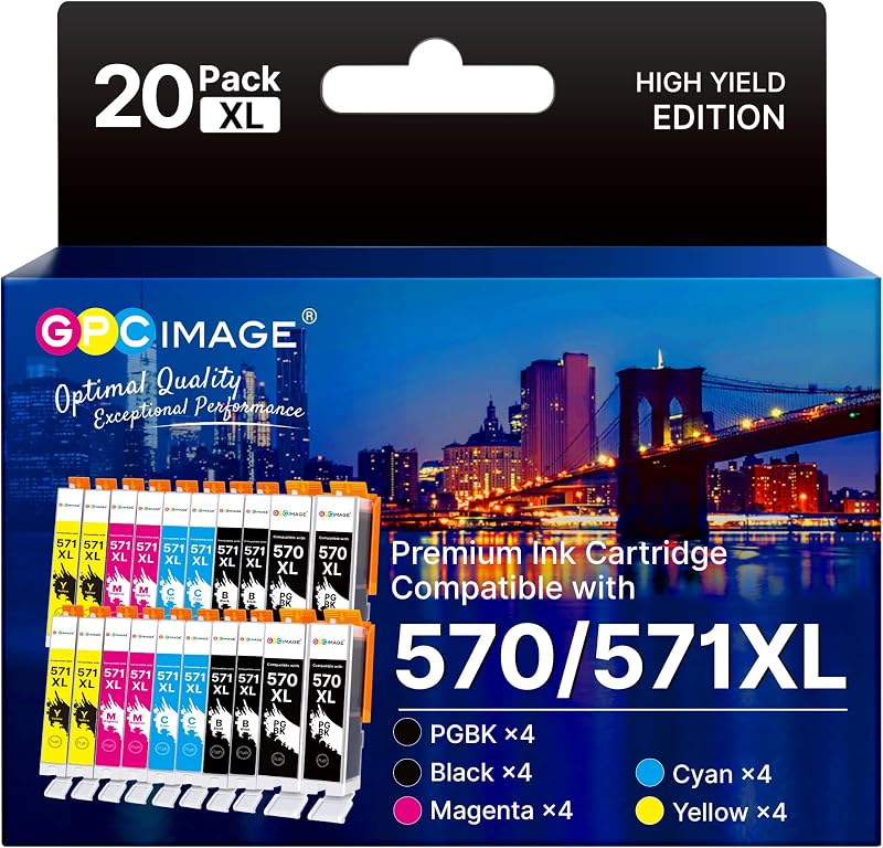 GPC Image 570XL 571XL Ink Cartridges Compatible for Canon PIXMA MG5750 MG5751