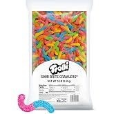 Trolli Sour Brite Crawlers Candy, Sweet &amp; Sour Gummy Worms, Bulk Bag, 5 lb | Cherry-Lemon, Strawberry-Grape, Orange-Lime sour gummy worms, bulk bag, candy buffet, party, vending, concession, sharing
