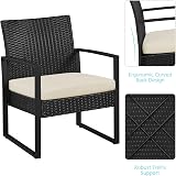 Yaheetech 3-Piece Rattan Garden Furniture Set 2 Chairs Table Black Beige view 7
