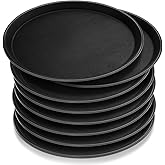Zopeal 8 Pieces Black Round Restaurant Serving Tray, Plastic Non Slip Surface Food Meals Server Tray with Raised Edges for Home, Kitchen, Restaurant, Cafeteria, Bar (11")