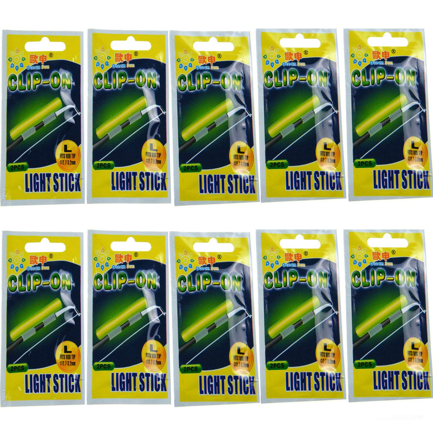 Glow Sticks For Fishing Pole M L XL Fluorescent Stick Light Sticks For Night Fishing, Fishing Rod Tip Light (10Packs L 2.7-3.2mm)