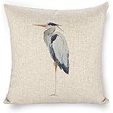 Icotoibabie Linen Throw Pillow Covers Blue Heron 18x18 Double Sided Decorative Pillows Cushion Cover for Couch Sofa Outdoor