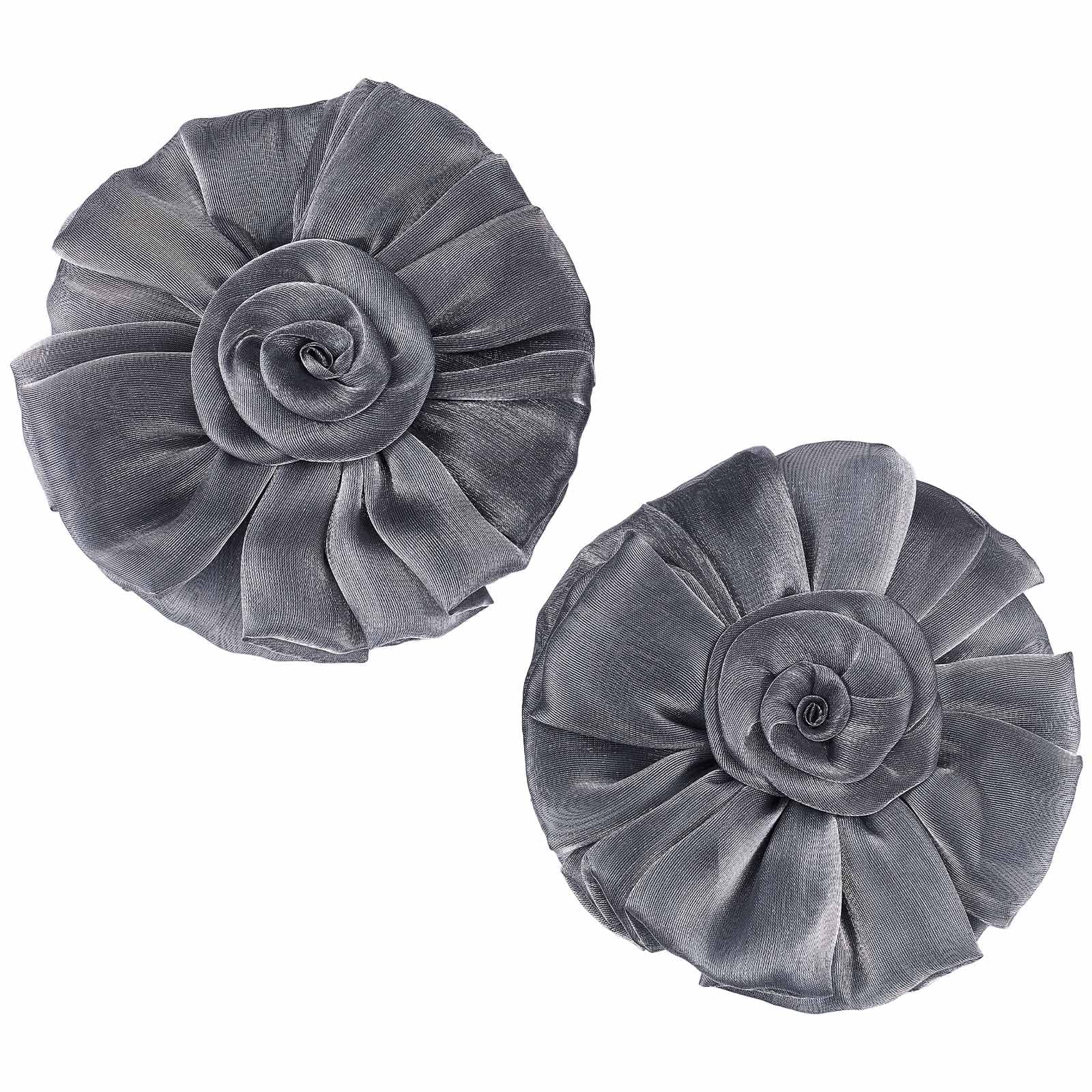 GORGECRAFT 2 Pack Curtain Tie backs Handmade Cloth Flower Curtains Tie Back Window Treatment Holdbacks for Home Office Decorative Rope Tie Backs, Dark Gray