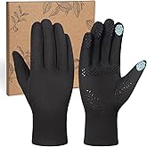 RIGWARL Glove Liners Men Women Touchscreen, Lightweight Running Gloves with Anti-Slip Strips, Windproof Ski Glove Liners