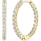 ELEBEST 14K Gold Plated Hoop Earrings Gold Plated Earrings Diamond Earring with Sparkling Cubic Zirconia Hoops Earring for Women’s Hoops Jewelry 25mm