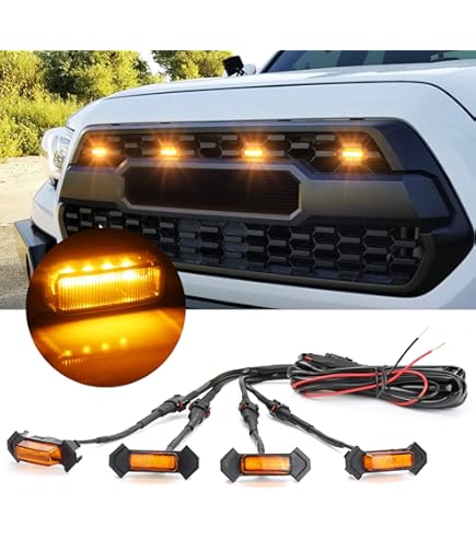 4 Luces LED De Rejilla Para Toyota Tacoma TRD PRO 2016-2023 Con Fusible Y Arnés Rejilla Frontal De Malla Raptor Luces Para Tacoma Carcasa Ambar Con - Foto 12