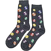 SockFly Pool Ball Dress Socks Funny Novelty Crazy Fun Design Men Size 8-12 Cotton Casual Crew Colorful Funky Fancy Socks Gift for Men