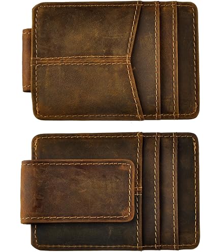 小物 Clip wallet HOPSOOKEN Money Clip RFID Front Pocket Wallet Men Leather Slim