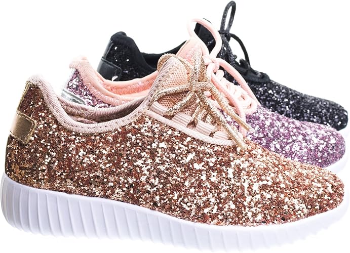 Amazon Co Jp リンク編み上げロックグリッターファッションスニーカー 子供 女の子 子供用 シューズ バッグ