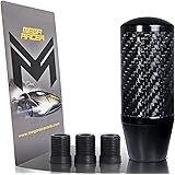 Mega Racer 100% Real Carbon Fiber Shift Knob for Buttonless Automatic and 4, 5 and 6 Speed Manual Transmission Vehicles, Carb