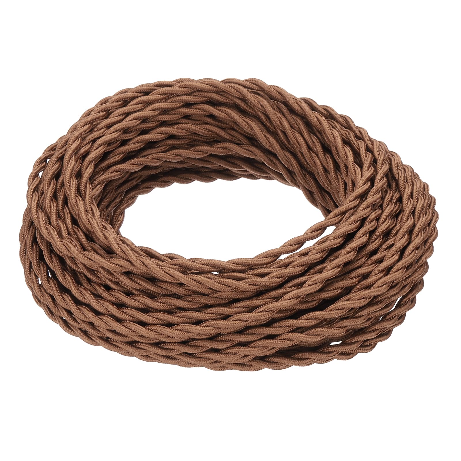 PATIKIL 65 ft Twisted Cloth Covered Wire, UL Listed 18AWG 2-Conductor Vintage Cloth Covered Lamp Cord Replacement Cord for Pendant Light Bulb Industrial DIY Project, Light Brown