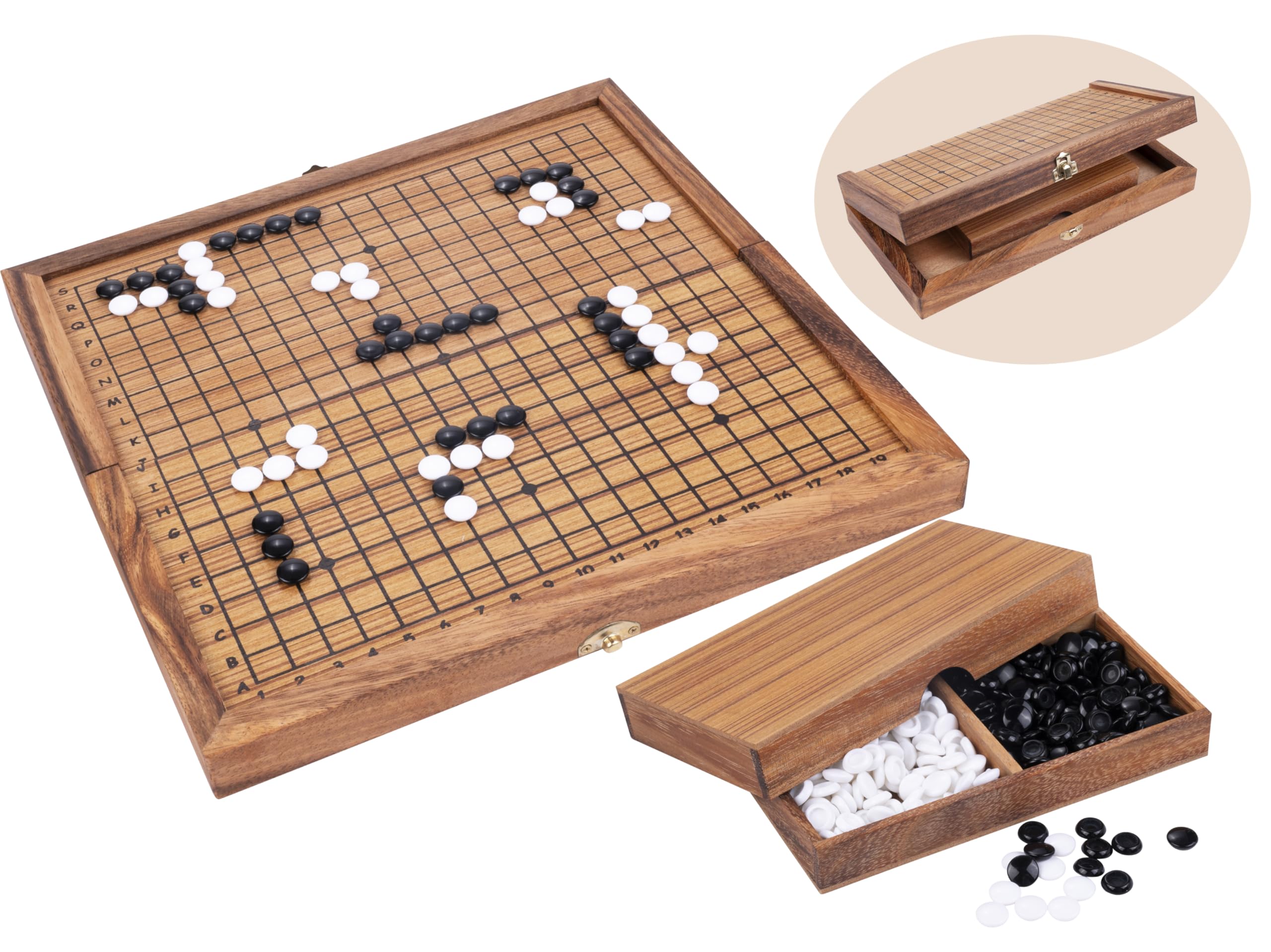 Engelhart - 350360- Wooden Go game - Board game - Puzzle and strategy game - Eco wooden game - from age 8-31 x 31 x 2.5 cm