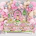 Farm Animal Themed Party Decoration for Girl,Farm Barn Animals Backdrop Banner Farmhouse Animals Decor Party Tablecloth Balloon Arch Garland Kit for Birthday Photography Baby Shower Party Supplies