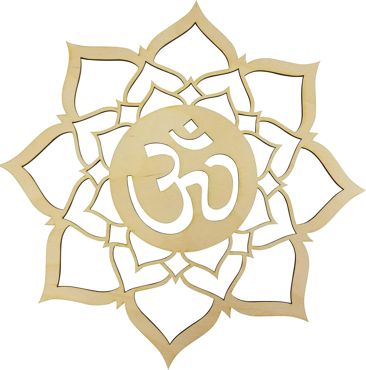 Mixed Media - 12” Om Lotus Wall Art | 12” Diameter - 1/8” Thick | Wooden Wall Art, Crystal Grid, Chakras, Zen Wall Art, Wooden Art, Wooden Wall Art Decor | Sacred Geometry Art, Geometry Art