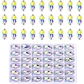 SWTHONY 72pcs 9 x 18mm AB Horse Eye Shaped Sew On Rhinestones for Crafting, Crystal Glass Gems Silver Plated Flatback Jewels with 2 Holes for Crafts Clothes Fabric