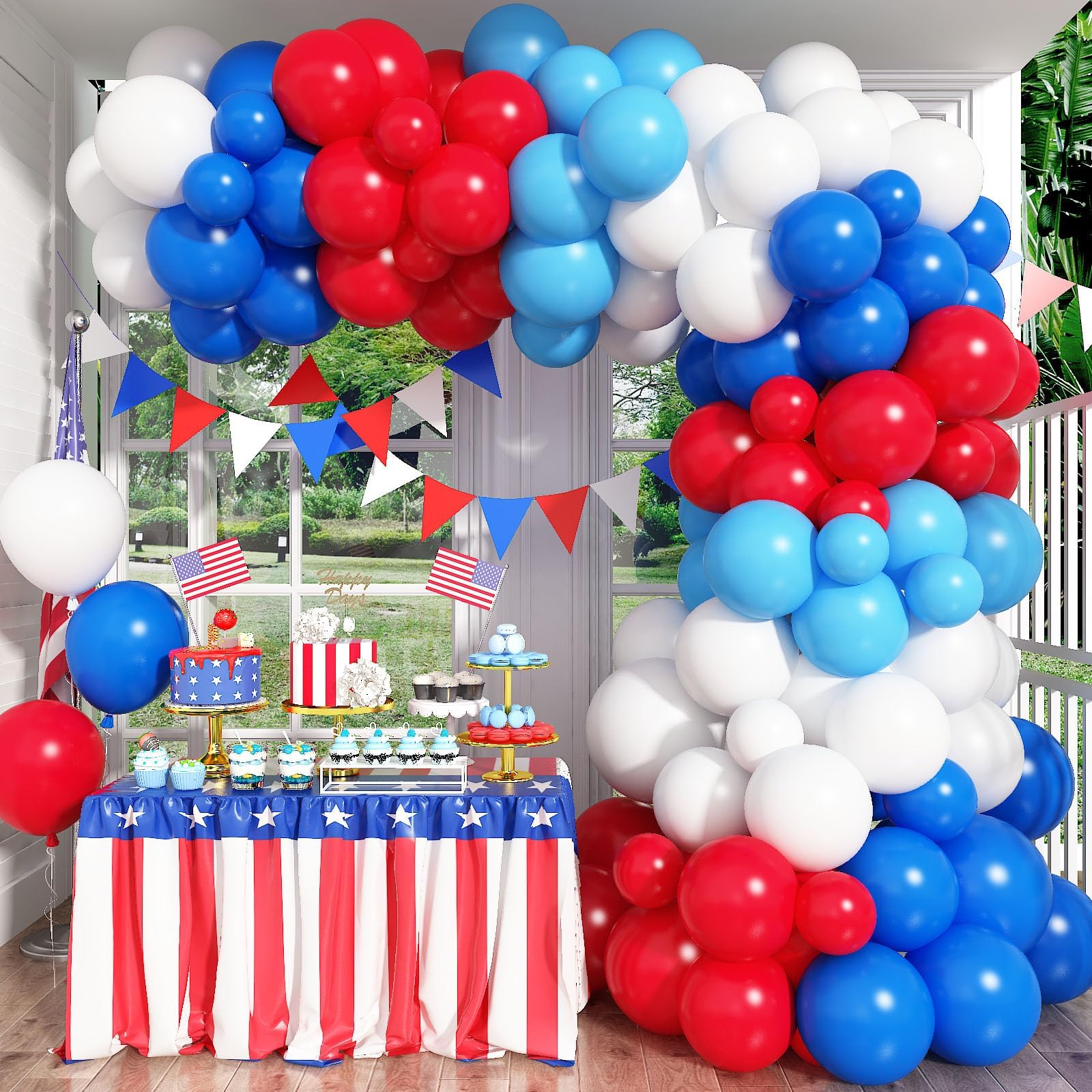 Red White and Blue Balloon Arch Garland Kit, 102 Pcs Royal Light Blue Red White Latex Balloons Patriotic Jubilee Balloon Arch for Boys Men Superhero Baseball Birthday Baby Shower Party Decorations