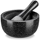 Velaze Granite Mortar and Pestle Set, 6.5 inch Pestle and 19.5 oz Mortar,Natural Unpolished, Non Porous Spice Grinder, Small 