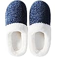 shoeslocker Women's Memory Foam Fuzzy Slippers Knit house shoe for Women Comfy Wool-Like Lined Slippers Indoor Outdoor