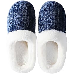 shoeslocker Slippers for Women Memory Foam Fuzzy