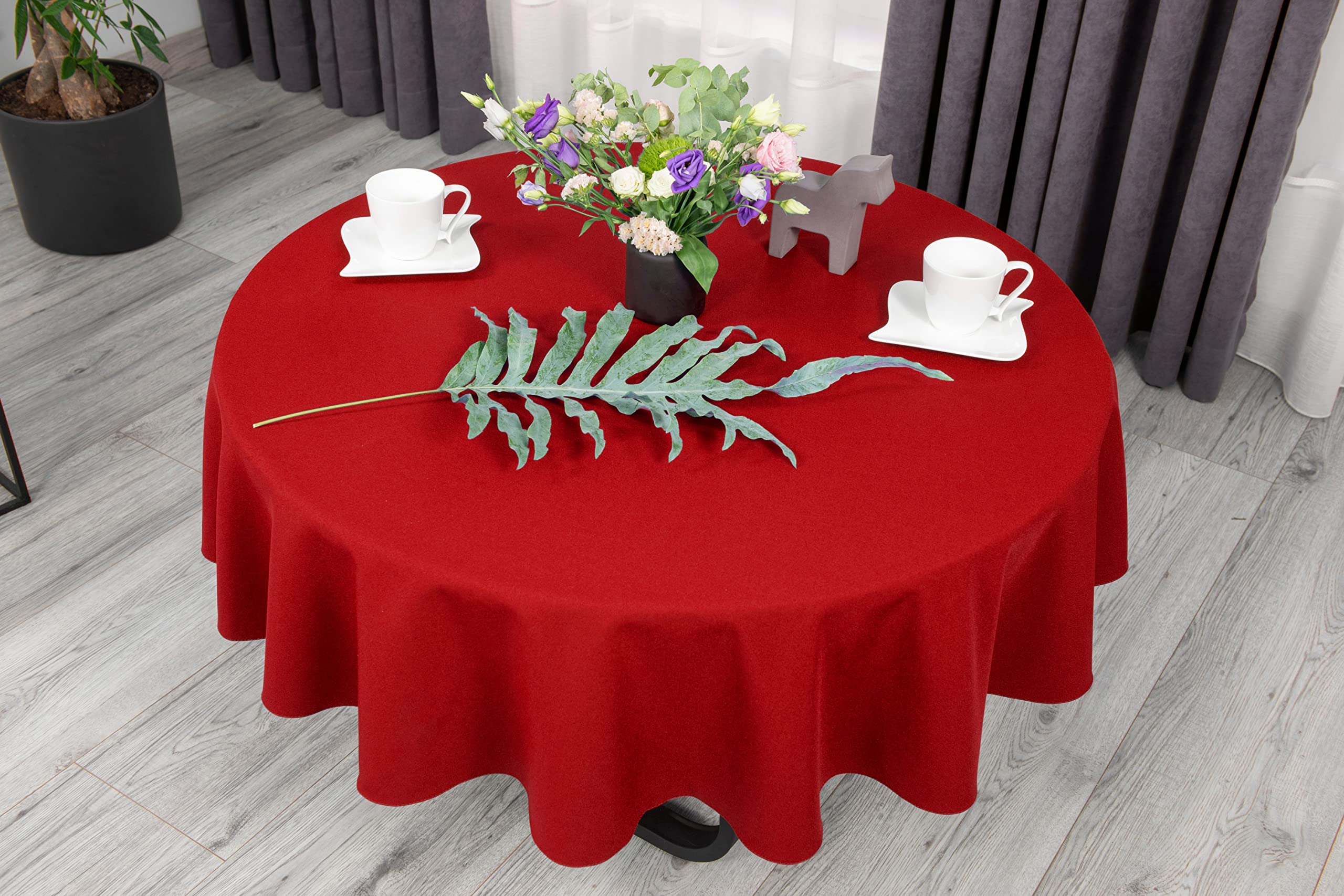 NIBLO Tablecloth Table Runner Table Linen Table Decoration Table Cloth (Red, Oval Tablecloth - 120 x 260 cm)