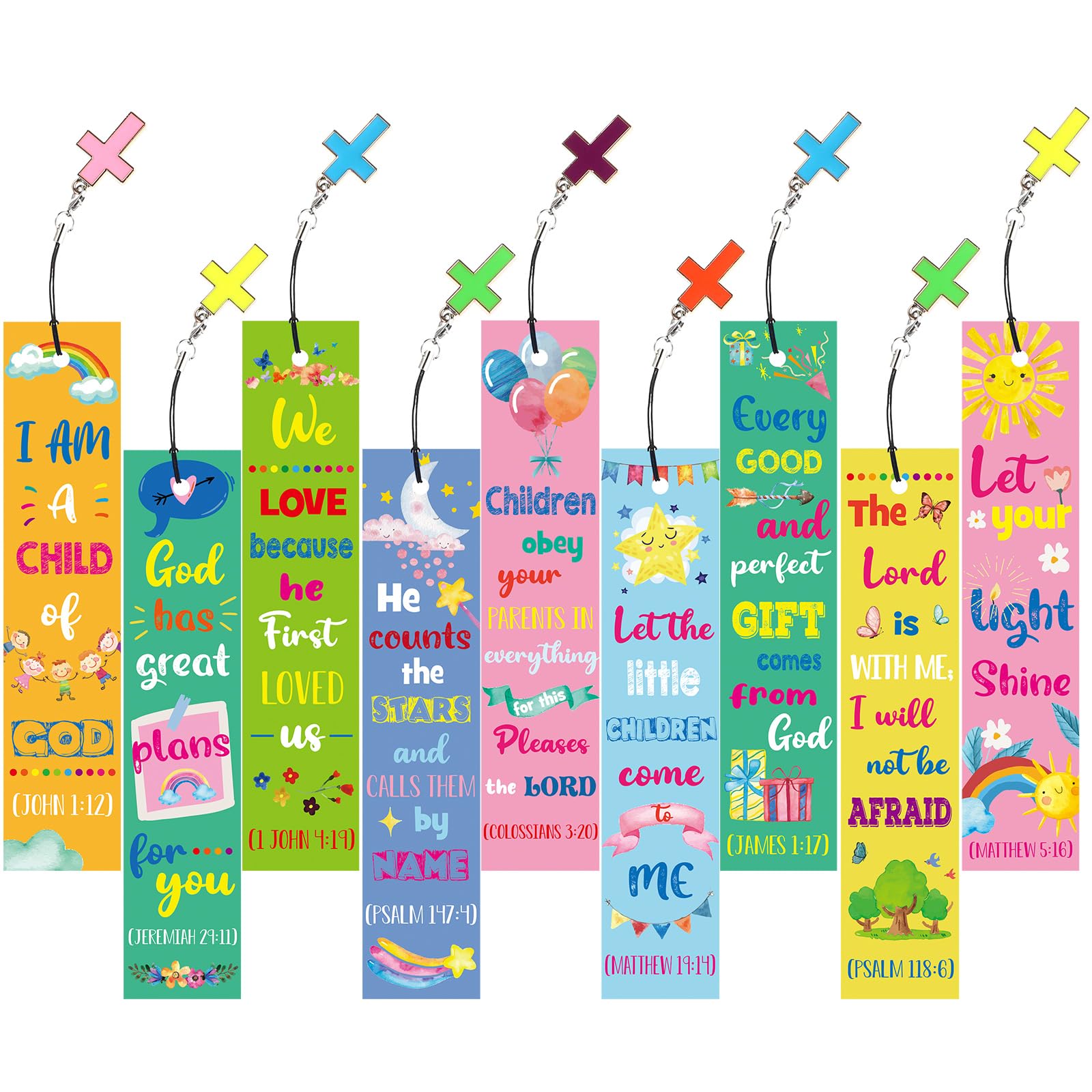 Zonon Zonon 18 Pcs Christian Bookmarks for Kids Bible Verses Religious Gift Scripture Inspirational Quotes Bookmarks Page Markers Supplies Sunday School Gifts Church Supplies for Teacher