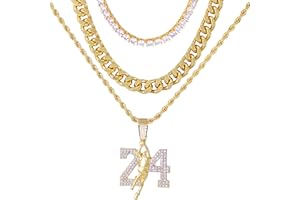 Techno Pave Men's Iced-Out Basketball Pendants with 4mm Rope Chain - 14k Gold & Silver Tone Finish - Variety of Styles