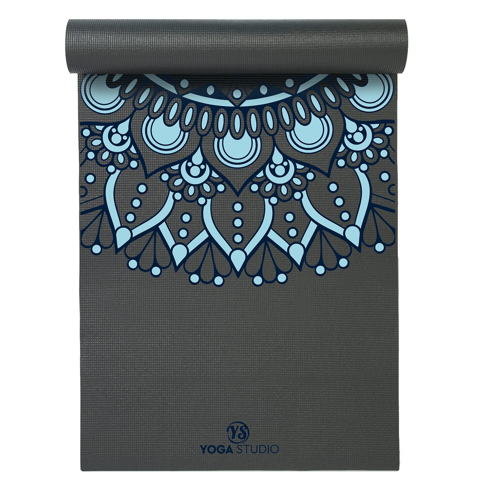 Yoga Studio Designed Sticky Yoga Mat | Oeko-Tex Tear Proof Non-Slip | Workout Exercise Gym Fitness Mandala Yoga & Pilates Mat | 183cm x 61cm x 6mm - Grey Mandala