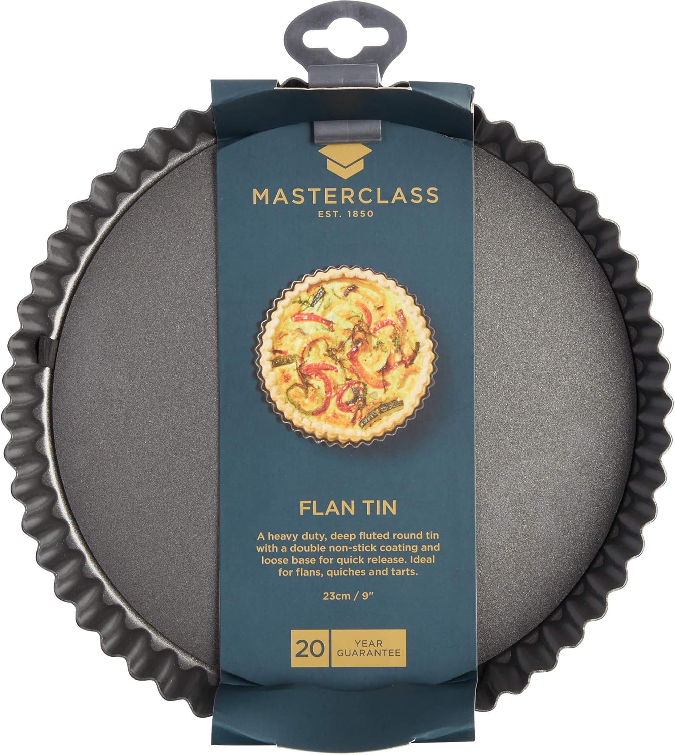Quiche Pan with Loose Base 23 cm MasterClass NonStick Fluted Flan Tin