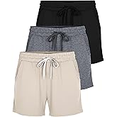 Real Essentials 3 Pack: Womens Ultra-Soft Athletic Lounge Casual Sweat Shorts with Pockets (Available in Plus Size)