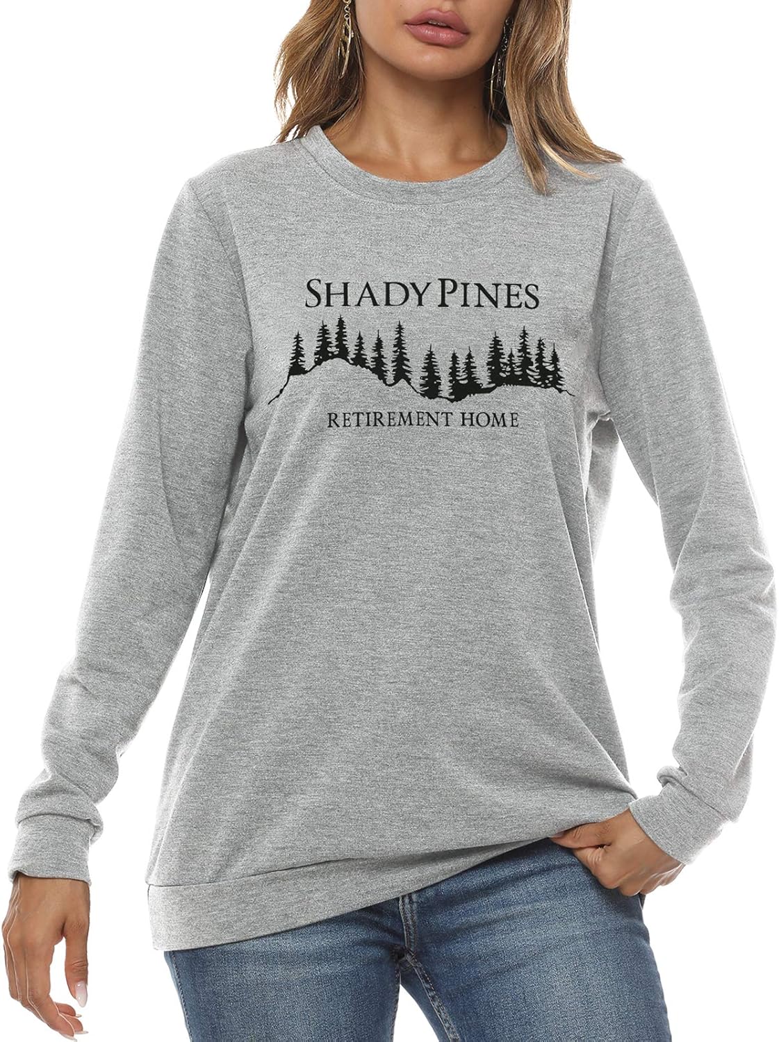 mountain printed crew neck casual sweatshirt