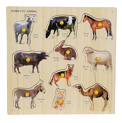 Krireen Wooden Puzzle Domestic Animals, Multicolour