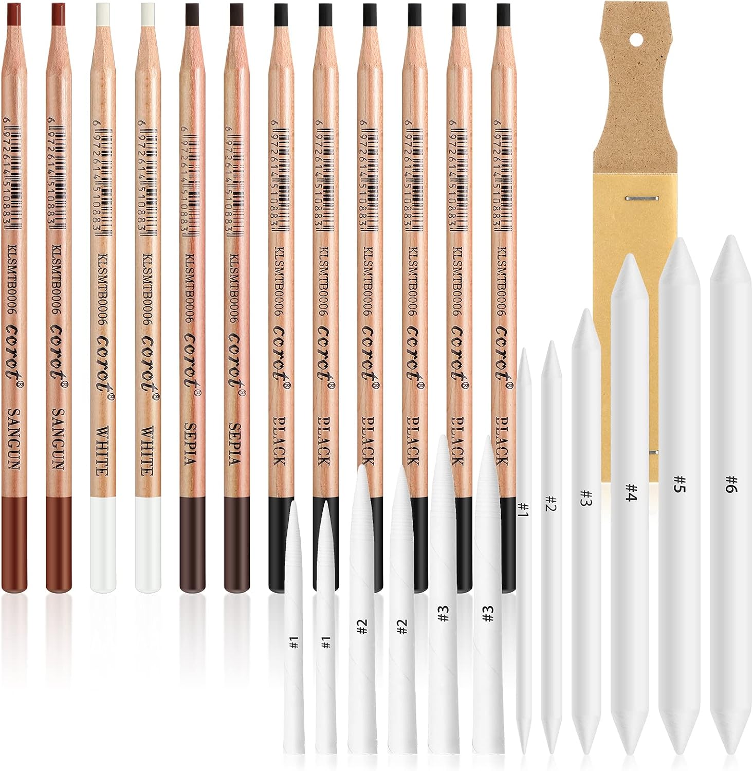 Charcoal Pencils Drawing Art Set, 12 Piece Colour Charcoal Pencil