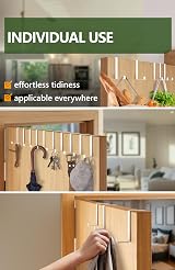 4smile Over Door Hook Set of 10 - White, Holds 8KG, 3.6/4.6 cm Leaf Depth view 4
