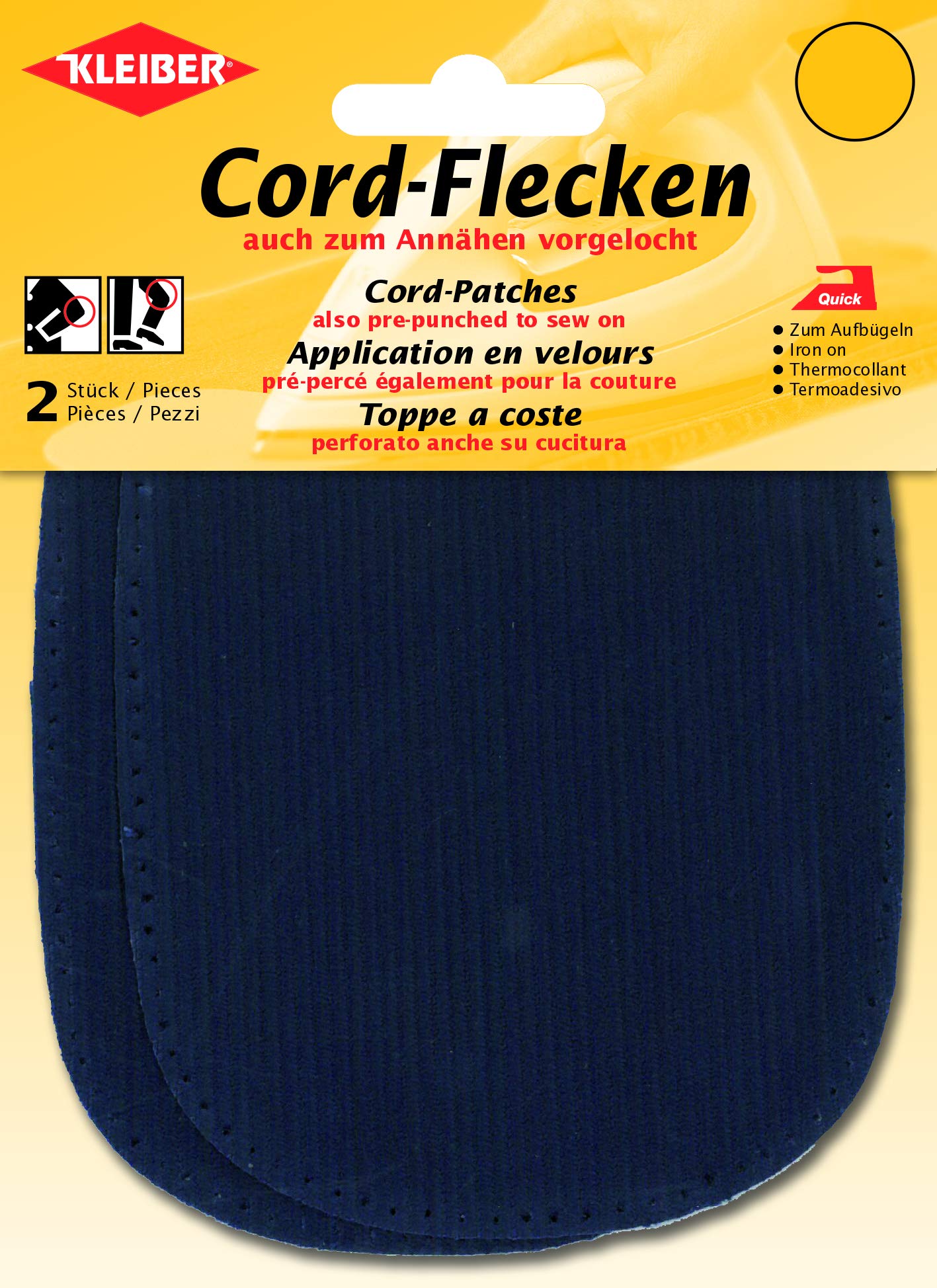 Kleiber Iron-on or sew on elbow and knee patches, Dark Blue, 2 per pack