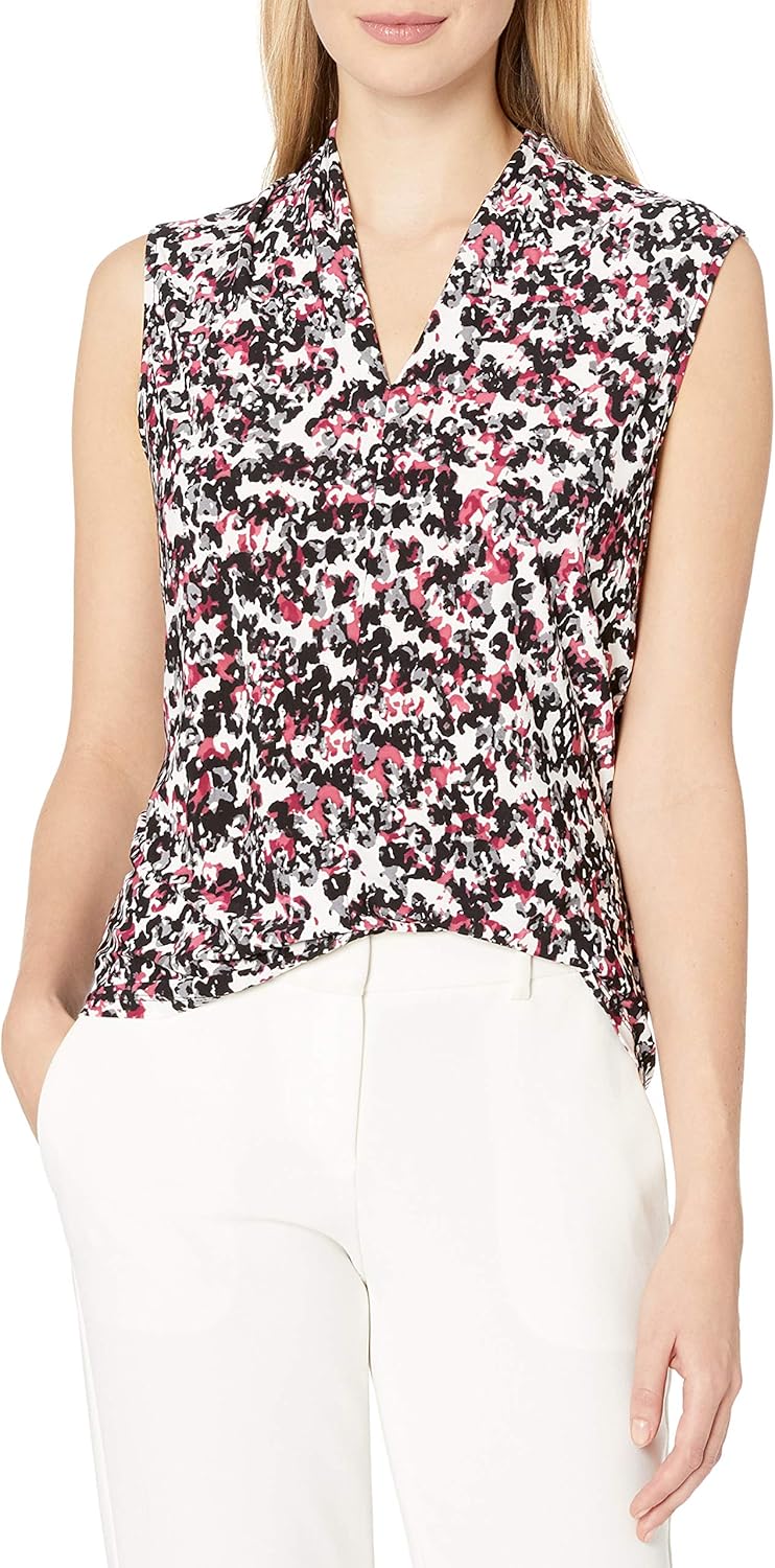 Nine West Women's Sleeveless Inverted VNeck Printed Knit Top Blouse Amazon.co.uk Clothing