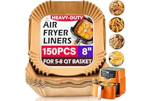 Air Fryer Liners Disposable 150Pcs, 8.7" Square Parchment Paper Liner for Air Fryer, Baking, Roasting and Microwave, Non-Stic
