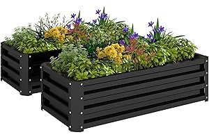 Outsunny Set of 2 Raised Garden Bed, 3.6 x 1.6 x 1ft Steel Planters for Outdoor Plants, Elevated Planter Box, Easy-to-Assembl
