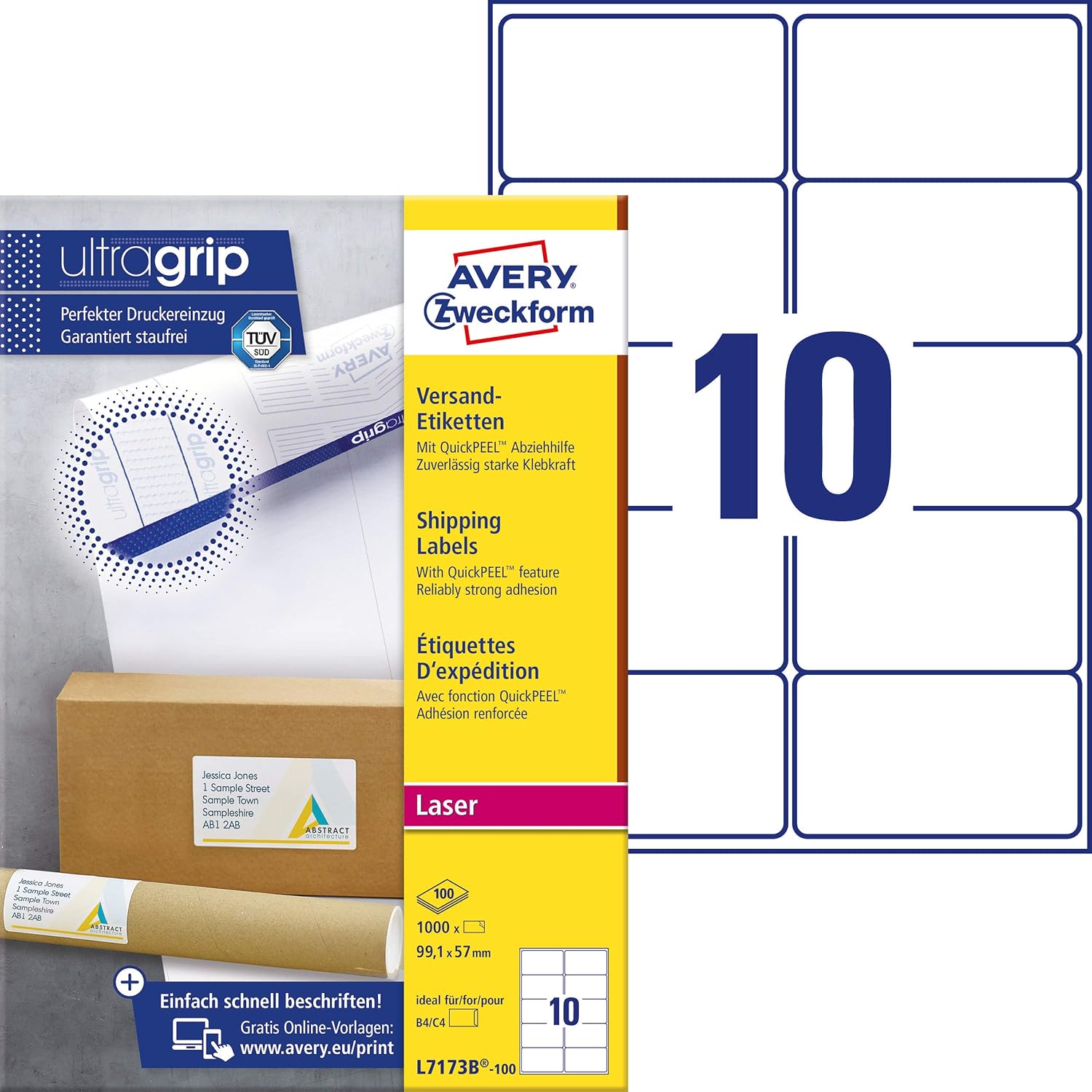 Adressetiketten Zweckform L7169-100 ultragrip bei Büromaterial