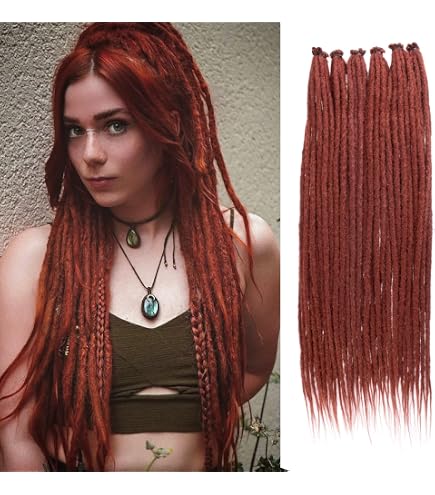 20 Red Burgundy Dreads Dreadlocks Hair Extensions Amazon.com : loc extensions Human Hair #Burgundy 8 Inch 30  main image 2