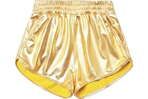 Mirawise Girls Metallic Shorts Shiny Hot Pants Sparkly Dance Outfits Short Pants