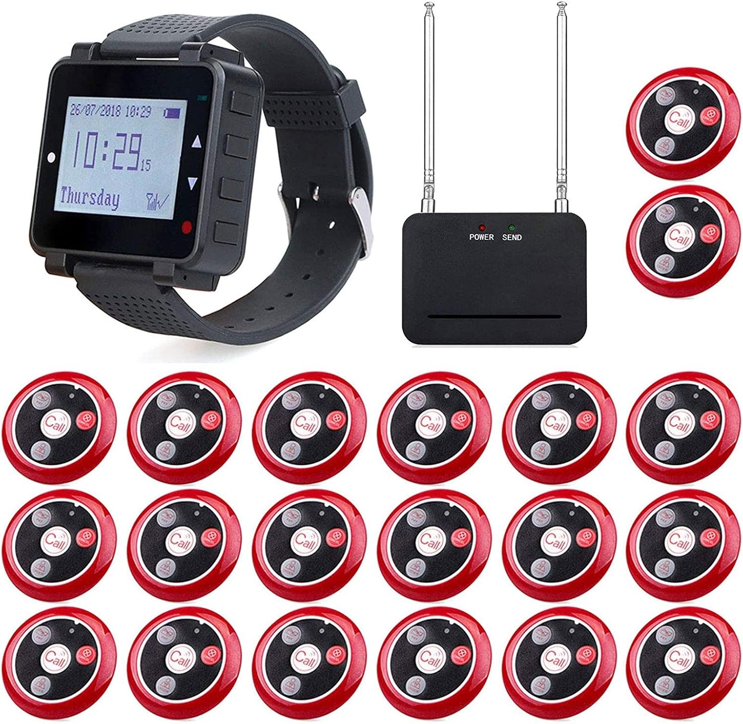 Retekess T128 T117 Restaurant Pager Drahtloses Funkrufsystem 1 Uhr Und 20 Ruftasten Fur Krankenhauser Bars Zahnarztpraxis Veterinargeschaft Amazon De Baumarkt