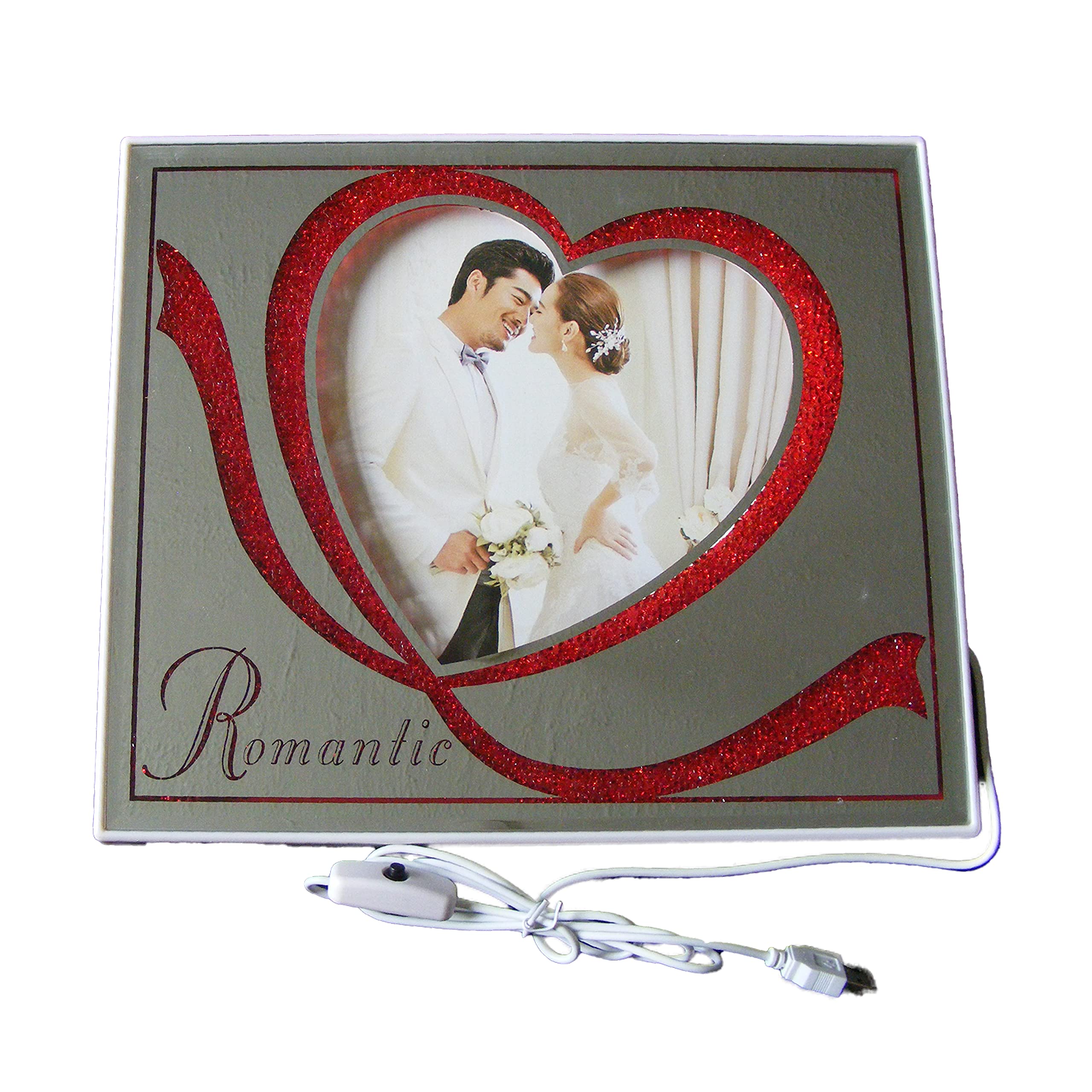 ShreeFit Photo Frame Led Light up Crushed Red Diamond Filled Picture Photograph Frame Gift for Any Occasion (Horizontal)