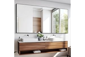 KOCUUY 72x36 Inch Large Black Wall Mounted Mirror,Aluminum Framed Decorative Rectangular Bathroom Mirror for Wall Over Sink,Vanity Mirror for Bedroom Living Room Bathroom,Functional Oversized Mirror