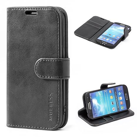 Mulbess Ledertasche im Ständer Book Case / Kartenfach für Samsung Galaxy S4 Tasche Hülle Leder Etui,Schwarz