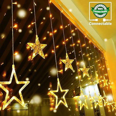Quntis 138 Leds 12 Star Curtain Lights Connectable 6 5ft