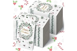 Karenhi 200 Pcs Merry Christmas Guest Napkins Holly Berry Disposable Hand Towel for Bathroom 2 Ply Xmas Decorative Napkin Bathroom Paper Hand Towels Christmas Party Decor for Winter Party Holiday