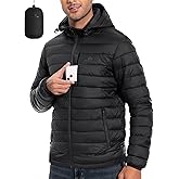 Pioneer Camp Men's Lightweight Packable Puffer Jacket with Hood Warm Puffy Winter Jacket Coat Insulated for Ski Hiking Travel