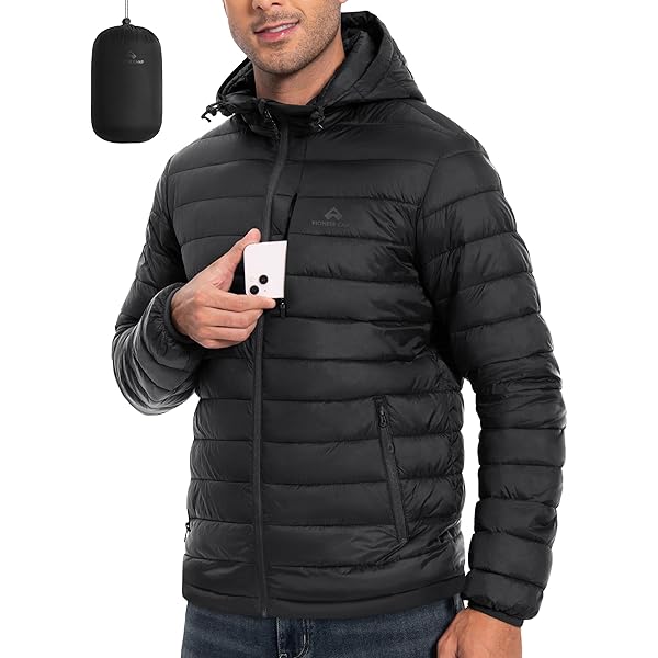 Bakery Men's Down Jacket Hooded Packable Down Puffer Jacket